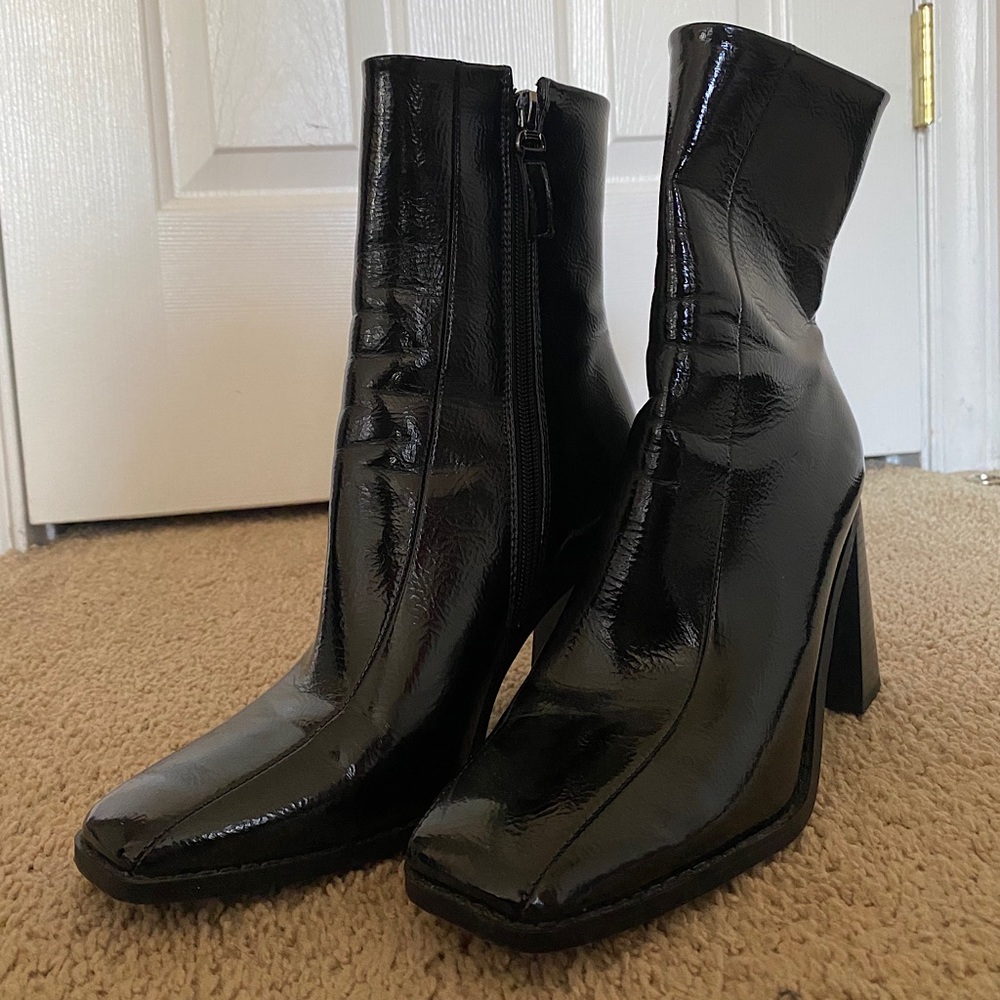 Square Toe Patent Bootie